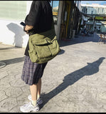 Canvas Messenger Bag Large Crossbody Bag with Multiple Pockets Canvas Shoulder Tote Bag for Women and Men