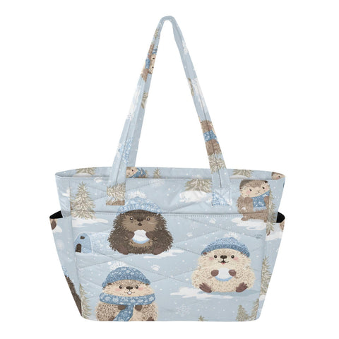 CuwrYet Tote Bag for Women 1pcs Tote Bags For Work Cute Quilted Lightweight Totes Bags with Compartments Shoulder Laptop Bags for Travel Gym College Work Blue Marmots Snowflakes Pines Igloos