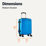 Amazon Basics 26" Hardside Medium Checked Luggage, Expandable For Up to 15% More Space, With Scratch-Resistant Surface, Four Multi-directional Wheels, Light Blue