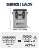 Novoto Magnetic Backpack Cooler 30 Can, Zipperless Soft Sided Cooler Bag for Men & Women, Insulated Portable Ice Chest Box for Tailgating, Beach, Lunch, Picnic, Kayak (Gray)