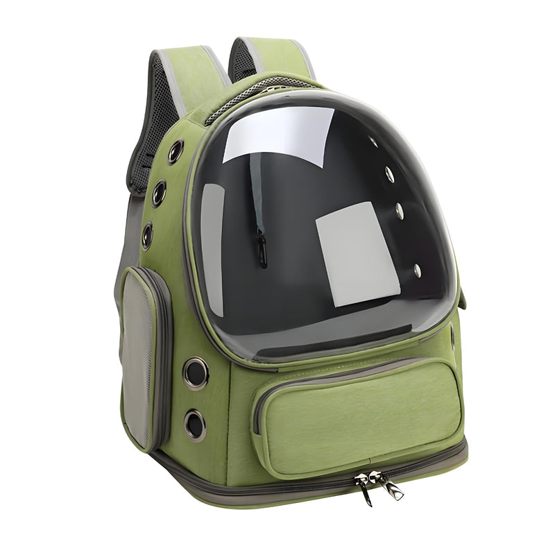 Cat Bubble Backpack,Breathable Cat Backpack Carrier Large Space Pet Travel Carrier for Kitty Small Dogs up to 15lbs,Transparent Cat Carrier for Hiking Camping Outdoor Travel (Green)
