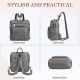 VASCHY Backpack Purse for Women,Fashion Convertible Vegan Leather Shoulder Bags Handbags for Work/Travel/Ladies/College Gray