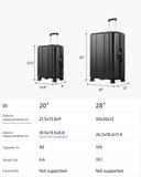 LUGGEX 2-Piece Luggage Set (20+28 Inch), 100% PC Hard Shell Suitcases with 360° Spinner Wheels & TSA Locks, Airline Approved Carry-On & Checked Baggage (EX-Core, Black, 2 Piece Sets)