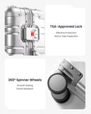 UrbanExplorer All Aluminum Carry On Luggage Hard Shell Suitcases with Spinner Wheels Zipperless Luggage 20 inch Small Carry On Suitcase for Short Trips, Sliver