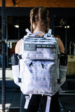 WOLFpak 35L Athletic Gym Backpack (Polar White) Durable 1000D Waterproof Oxford Material with MOLLE Webbing, Laptop Pocket & Dual Cup Holders, Durable Fitness/Travel/Military Daypack