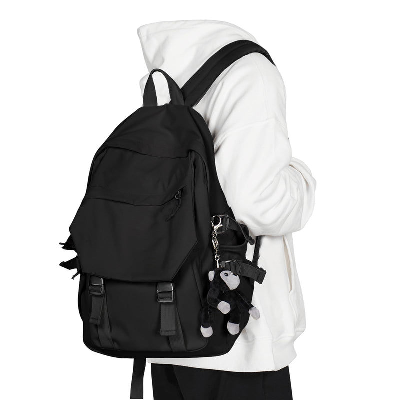 coowoz School Backpack for Men Women College Bookbag Waterproof Lightweight Black Backpack Mochilas Book Bag Rucksack Casual Daypack School Bag for Boys Girls