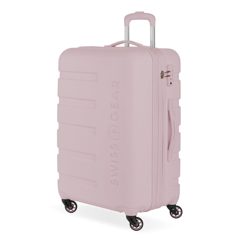 SwissGear 7366 Signature Hardside Expandable Luggage with Spinner Wheels, TSA Lock, Pink, Checked-Medium 23-Inch
