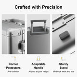 LEVEL8 Gibraltar Carry on Luggage, 20 Inch Aluminum Zipperless Luggages Airline Approved, Hardside Suitcase with TSA Lock and Spinner Wheels, Silver