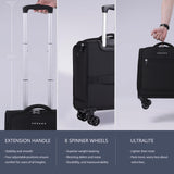 Verage Underseat Carry On Luggage with Wheels, 14.5-Inch Spinner Small Suitcase, Softside Lightweight Travel Bag for Men and Women, Airplane Carry On Bag, Black