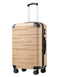 Coolife Hardside Checked Luggage with TSA Lock, Spinner Wheels, Telescopic Handle, Lightweight Suitcase (Champagne, M(24in))