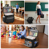 Ytonet Rolling Teacher Bag, 15.6 Inch Rolling Laptop Bag with Detachable Dolly & File Teacher Tote, Large Roller Briefcase for Women Teaching Office Work Craft Nurse, Black