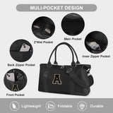 Dance Gym Duffel Bag for Teen Girls, Personalized Initial Travel Weekender Bag,Cute Overnight Carry On Duffle for Women,Sports Travel Cheer Bag,Monogram Christmas Gifts for Tween Preppy(black-A)