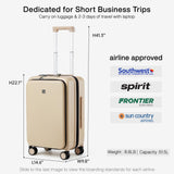 Hanke Grace Expandable Carry On Luggage with Wheels Airline Approved Hard Shell Suitcases with Front Pocket，Top Opening Luggage with TSA Lock for Short Business Travel, Cuban Sand.