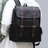 Farcauo Leather Laptop Backpack for Men Vintage Laptop Backpack Black Travel Work Backpacks Large Capacity Business Back Pack