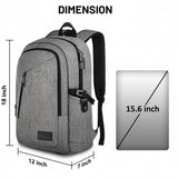 Mancro Laptop Backpack for Travel, Anti-theft Laptop Backpack for Men Business Backpack Work Daypack with Lock, Water Resistant Travel Computer Bag Daypack, Grey