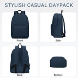 VASCHY School Backpacks, Lightweight Bookbag Schoolbag for Boys Girls Casual Basic Simple Daypack for Men Women Navy