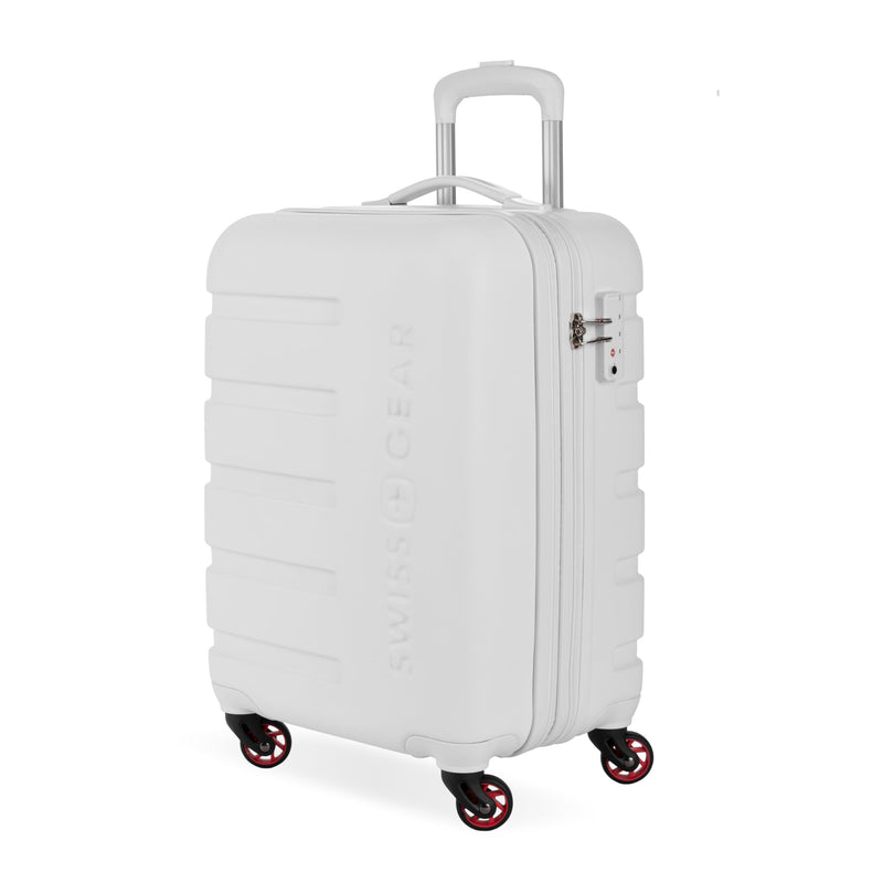SwissGear 7366 Signature Hardside Expandable Luggage with Spinner Wheels, TSA Lock, Cup-Holder, White, Carry-On 19-Inch