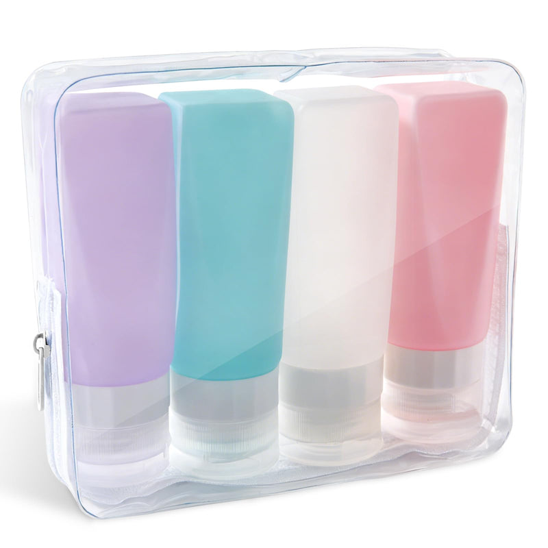 Amphism Travel Bottles Leak Proof,3 oz TSA Approved Silicone Squeezable, Refillable Containers Set for Toiletries Shampoo Conditioner Lotion