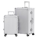 AnyZip Luggage Sets 2 Piece Aluminum Frame Carry On and Checked Suitcase PC ABS Hard Shell TSA Lock No Zipper(Silver, 20/28)