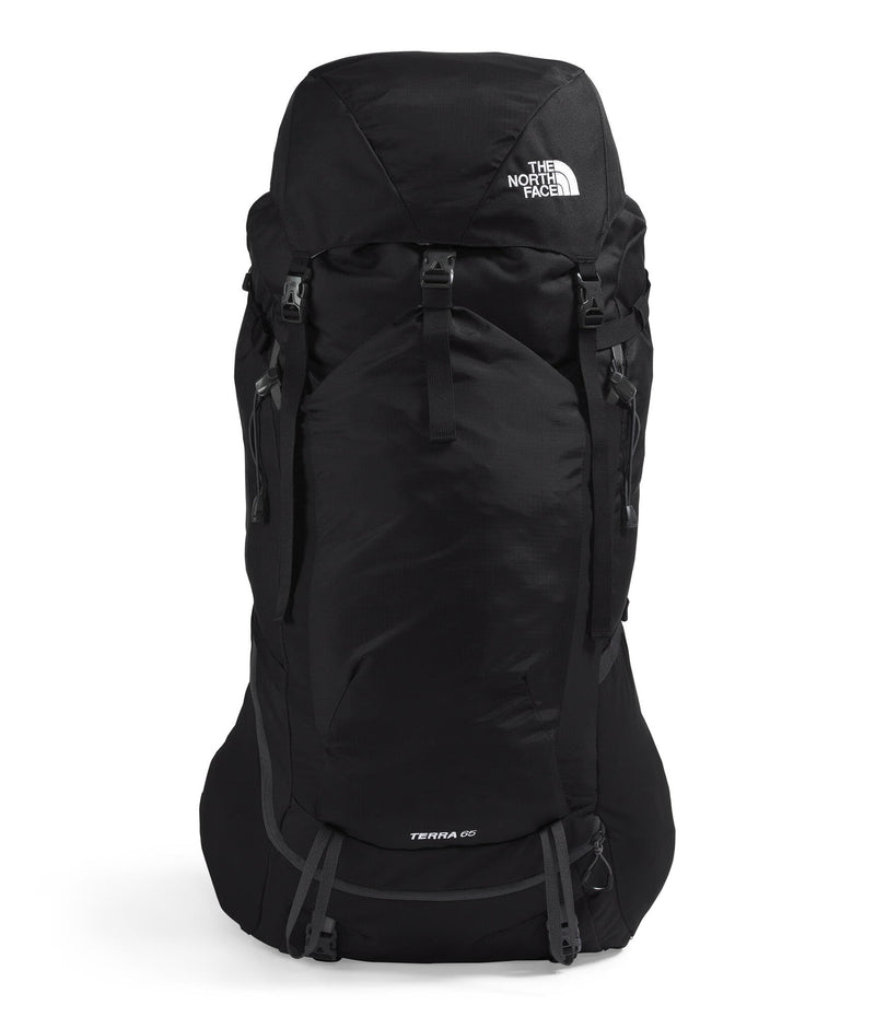 The North Face Terra 65 Backpack - Unisex Hiking Pack, Cinch-Top Opening with Zipper, Pole & Ice Axe Attachments, TNF Black/Asphalt Grey-NPF, Small/Medium
