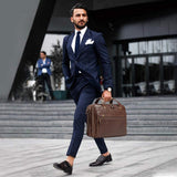 Bosidu Leather Briefcases for Men 15.6 Inch Laptop Messenger Bag with Triple Compartments Water-Resistant Computer Shoulder Bag for Business, Travel, Work, Office, Brown