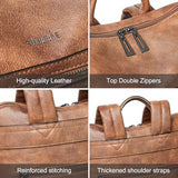 Shrrie 15.6 inch Laptop Backpack for Women,Large Leather Backpack Purse,Travel,Carry on,Water Resistant Casual Laptop Backpacks,College Backpack,Work Backpack for Women,Two-toned Brown