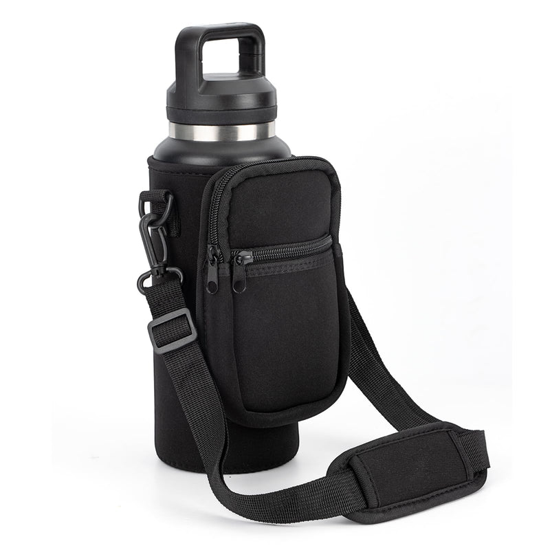 Ajrwiiy Water Bottle Carrier Bag for YETI Rambler 46/36oz Bottle - Water Bottle Holder with Strap, Adjustable Shoulder Sling Bag with 2 Pocket for Travel Hiking