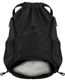 BROTOU Soccer Bags, Football Backpack, Volleyball Bag, Drawstring Soccer Backpack with Ball and Shoe Compartment (Black)