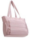 NISHEL Travel Puffy Tote Bag For Women, Ultra-Lightweight Large Tote Purse For Office Day And a Short Weekend, Peach Pink
