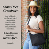 Baggallini Cross Over Crossbody Bag for Women - RFID Travel Bag with Adjustable Strap - Lightweight Water-Resistant Crossbody Purse