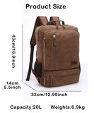 Jahomieo Vintage Canvas Backpack, Resistant Hiking Camping Rucksack Casual Daypack Backpacks for Men&Women Fits 15.6’’ Laptop