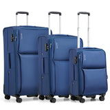 Hanke 3 Piece Luggage Sets Softside Expandable Carry On Luggage Set Travel Suitcase Sets with Spinner Wheels TSA Approved Luggage(Blue, 20in/24in/28in)
