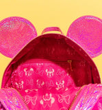 Loungefly Disney Minnie Mouse Glitter Sparkle Womens Double Strap Shoulder Bag Purse (Pink)