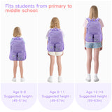 VASCHY Backpack for Girls, Cute School Bag Bookbag for Elementary Middle Schooler Teen Girls/Kids Travel with Clear Pin Pouch Purple