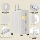 AnyZip Carry On Luggage PC+ABS Aluminum Frame Zipperless Luggage Hard Shell Suitcase with TSA Lock Double Spinner Wheels 20 Inch White