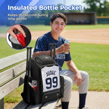 MATEIN PRO Youth Baseball Backpack for 4 Bats with Collapsible Shoes Compartment, Water-Resistant Large Boys Baseball Bat Bag with Clear Display Pocket & Insulated Beverage Pocket Holds Glove, Helmet