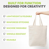 Simpli-Magic Canvas Tote Bag 13"x15" (15 Pack) – Thick Shopping Canvas Tote Bags Bulk – Blank Reusable Grocery Bags for DIY Art & Craft, Sublimation 79163 (Beige)
