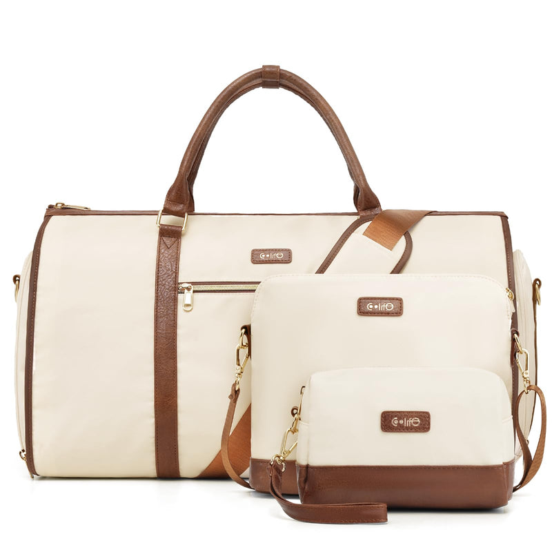 Coolife Garment Bag Travel Foldable Garment Duffel Bag Carry On Weekender Bag Suit Bag Dress Bag Convertible for Hanging Clothes Overnight Bag for Women Men Business Travel 3 Piece Set