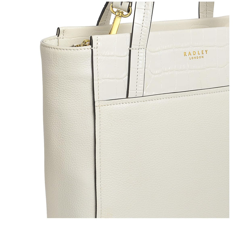 RADLEY London Downtown Women's Small Leather Ziptop Satchel Bag, Chalk