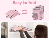 PETSFIT Pet Carrier Backpack with Upgraded Waist Protection, Cat Carrier Backpack Designed for Small Dogs/Cats, Fully Ventilated Collapsible Dog Backpack for Outdoor Traveling Hiking Camping, Pink