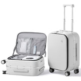 mixi 20 Inch Carry On Luggage 22x14x9 Airline Approved PC Hard Shell Suitcase Top Opening Aluminum Frame Travel Suitcases with Wheels, Smoke White