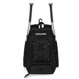 Goloni 40L Baseball Bag, Softball Bat Bag with Shoes Compartment,Fence Hook,Backpack for Baseball, T-Ball & Softball Equipment & Gear,Black