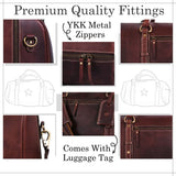 Aaron Leather Duffle Bag for Men & Women, 30L Travel Overnight Weekender Garment Duffel Bags, Carry On Mens Weekend Bag for Business, Traveling, Luggage Bag - Walnut