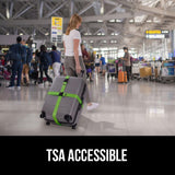 GORILLA GRIP Heavy Duty 4 Pack Adjustable Luggage Straps for Suitcases, Easy to Identify Travel Belt Connector Holds Suitcase Together, Extends Life of Bag, Strap Connects Two Bags, Accessories Green