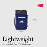 New Balance Drawstring Backpack, Small Gym Travel Bag with Front Zip Pocket, Sports Cinch Sack for Men and Women, Navy, 17.5 Inch