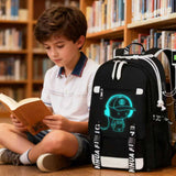 RM Family School Backpack for Boys Print Backpack Teenagers Anime Large School Bag Outdoor Reflective Daypack.Luminous Pattern Travel Laptop Backpack - With Usb Charging Port Headphone port