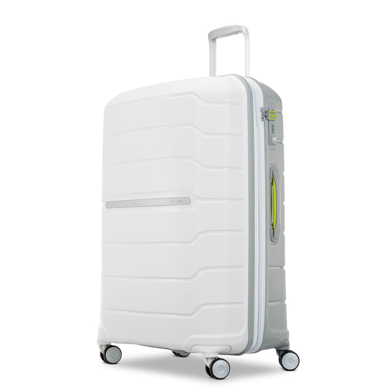 Samsonite Freeform 28-Inch Large Luggage with Dual 360° Spinner Wheels - Checked Suitcase - TSA Lock, Airline-Approved - Lightweight Durable Polypropylene Expandable Hardshell - White/Grey