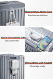 HotWay PC Hard Shell Carry On Luggage with Aluminum Frame, Suitcase with Cup Holder and USB Port, Zipperless Luggage for Business Travel (Silver, Carry On 20Inch)