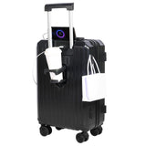 YANQIAO Carry-on Luggage with Cup Holder & USB Charging Port, Hard Side Luggage with Spinner Wheels, Lightweight Luggage for Travel, Business (Black, Carry-On 20-Inch)