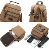 SUNSOMEN Mens bag Canvas Shoulder Bag Small Messenger Crossbody Work Bag Vintage Multi-function (D.Blue)